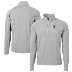 Men's Cutter & Buck  Gray Texas Tech Red Raiders Alumni Logo Adapt Eco Knit Hybrid Recycled Quarter-Zip Pullover Top