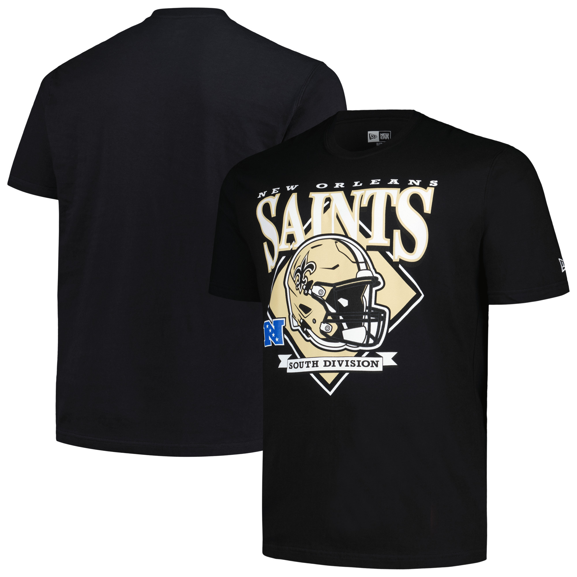 Men's New Era Black New Orleans Saints Big & Tall Helmet T-Shirt