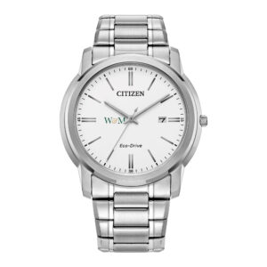 Men's Citizen Watch Silver William & Mary Tribe Eco-Drive White Dial Stainless Steel Watch