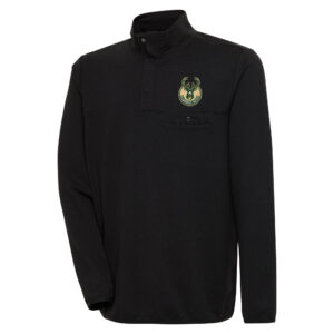 Men's Antigua  Black Milwaukee Bucks Steamer Quarter-Snap Pullover Top