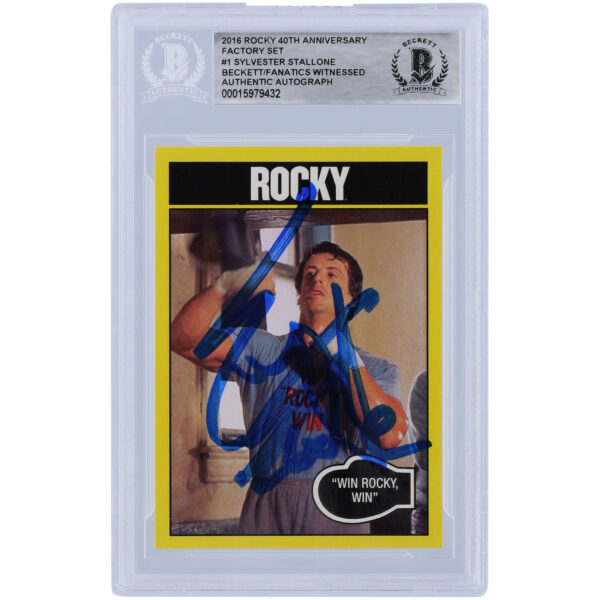 Sylvester Stallone Autographed 2016 Topps Rocky 40th Anniversay Factory Set #1 Beckett Fanatics Witnessed Authenticated Card - Image 4