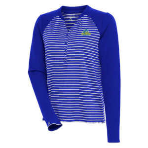 Women's Antigua  Royal/White Delaware Fightin' Blue Hens Maverick Henley Long Sleeve T-Shirt