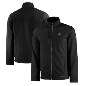 Men's Cutter & Buck  Black Texas State Bobcats Evoke Eco Softshell Recycled Full-Zip Jacket