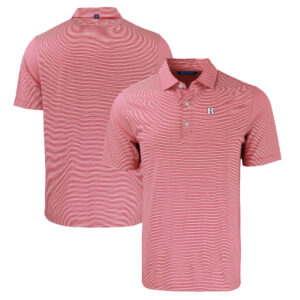 Men's Cutter & Buck Scarlet/White Rutgers Scarlet Knights Forge Eco Double Stripe Stretch Recycled Polo