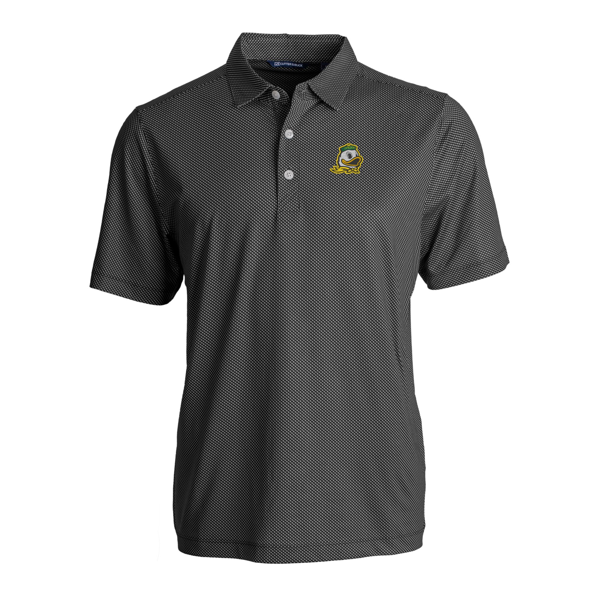 Men's Cutter & Buck Black/White Oregon Ducks Pike Eco Symmetry Print Stretch Recycled Polo - Image 6