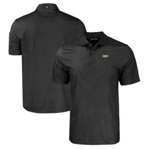 Men's Cutter & Buck Black VCU Rams Pike Eco Tonal Geo Print Stretch Recycled Polo