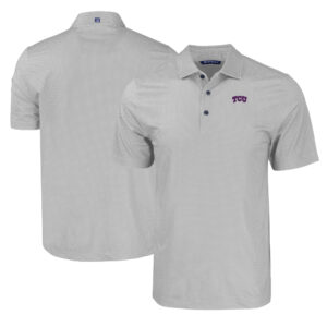 Men's Cutter & Buck Gray TCU Horned Frogs Pike Eco Tonal Geo Print Stretch Recycled Polo