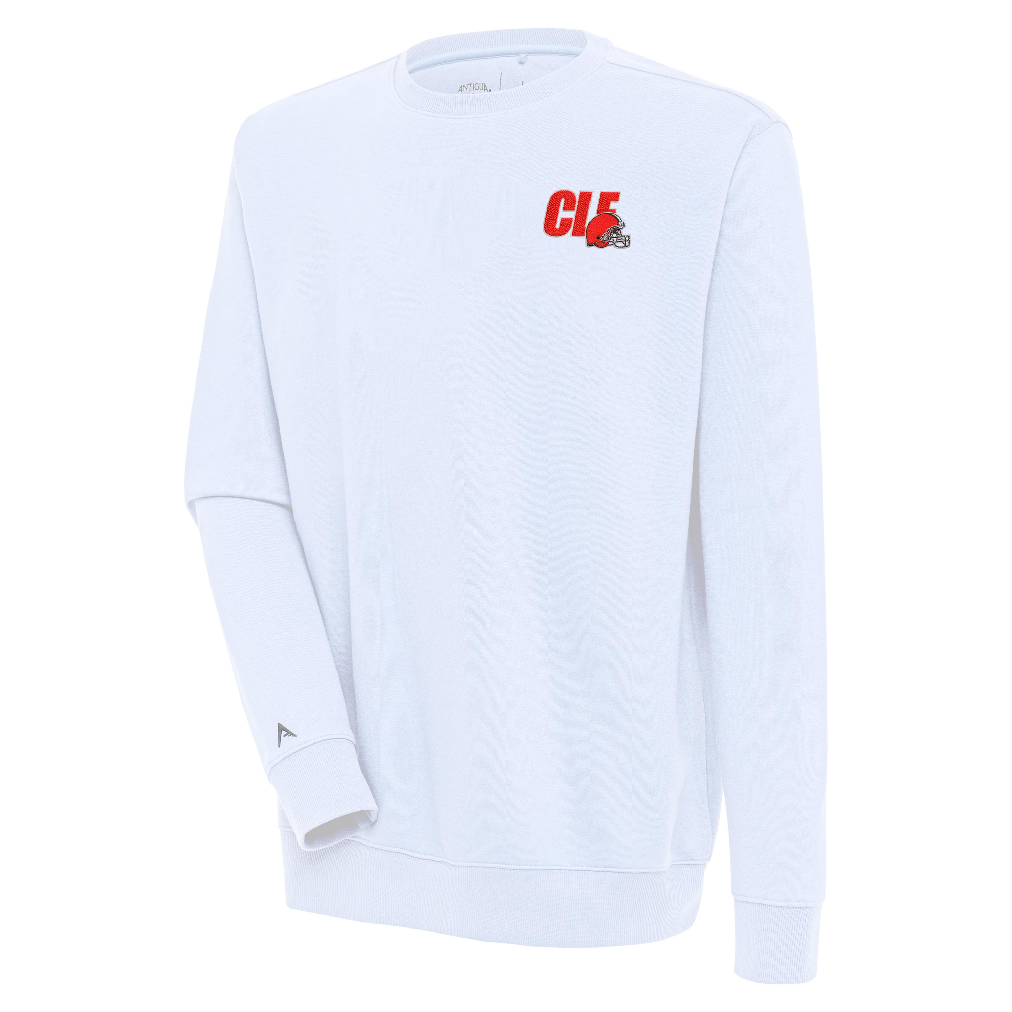 Men's Antigua White Cleveland Browns Victory Pullover Sweatshirt