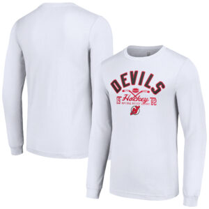 Men's Starter  White New Jersey Devils Puck Long Sleeve T-Shirt
