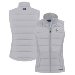 Women's Cutter & Buck  Gray Los Angeles Chargers Throwback Evoke Hybrid Eco Softshell Recycled Full-Zip Vest