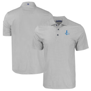Men's Cutter & Buck  Gray Detroit Lions Throwback Big & Tall Pike Eco Tonal Geo Print Stretch Recycled Polo