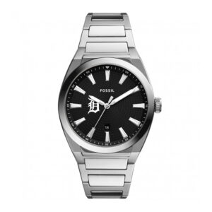 Men's Fossil Black Detroit Tigers Everett Stainless Steel Watch