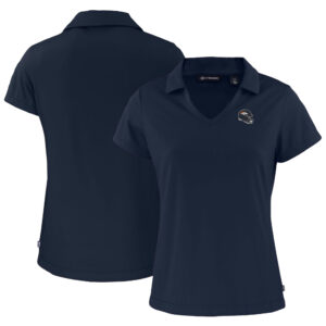 Women's Cutter & Buck  Navy Denver Broncos Helmet Daybreak Eco Recycled V-Neck Polo