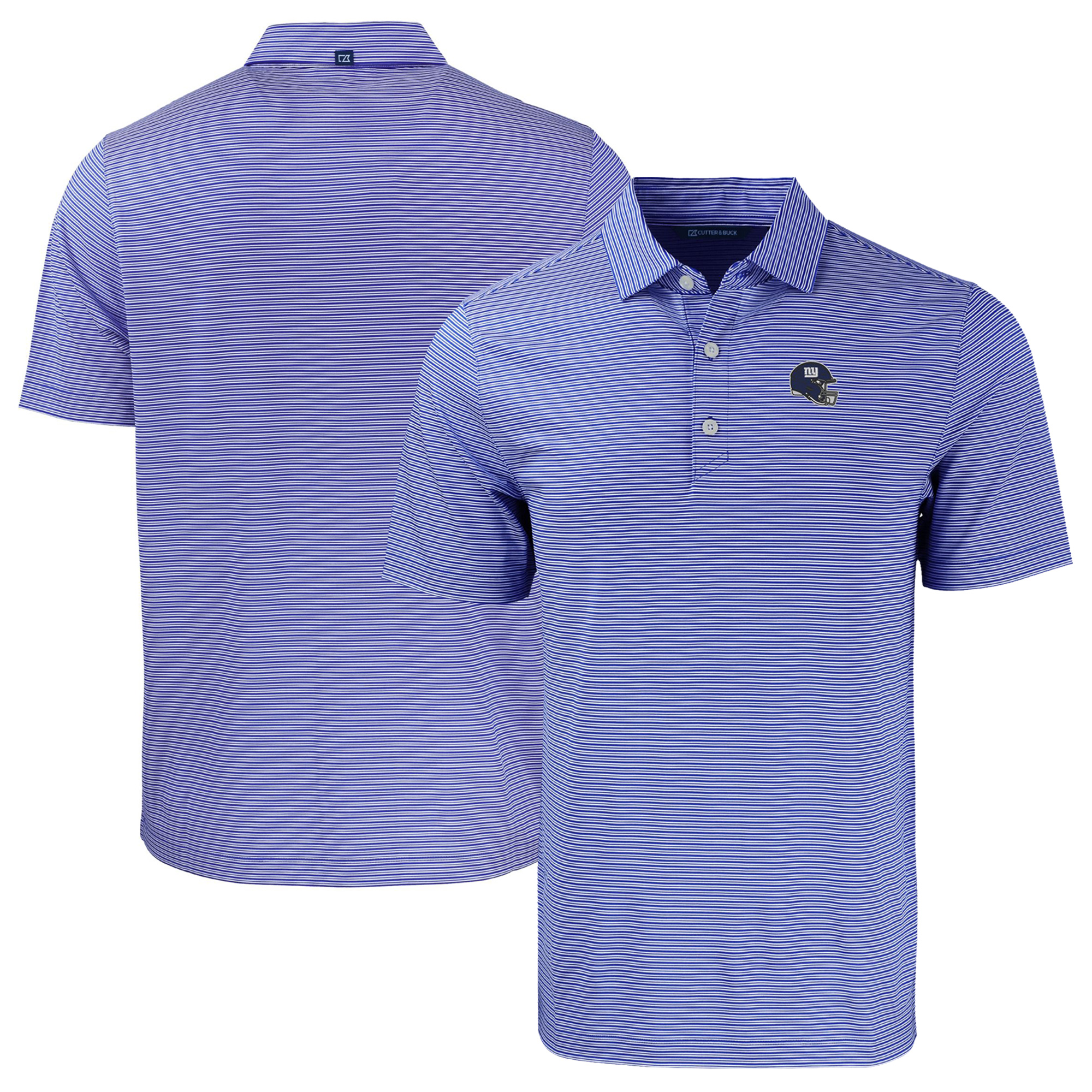 Men's Cutter & Buck Royal/White New York Giants Helmet Big & Tall Forge Eco Double Stripe Stretch Recycled Polo - Image 5