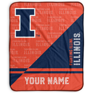 Pegasus Illinois Fighting Illini 50" x 60" Split Wordmark Personalized Fleece Blanket
