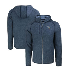 Men's Cutter & Buck  Heather Navy Tampa Bay Rays Stars & Stripes Mainsail Sweater-Knit Full-Zip Hoodie