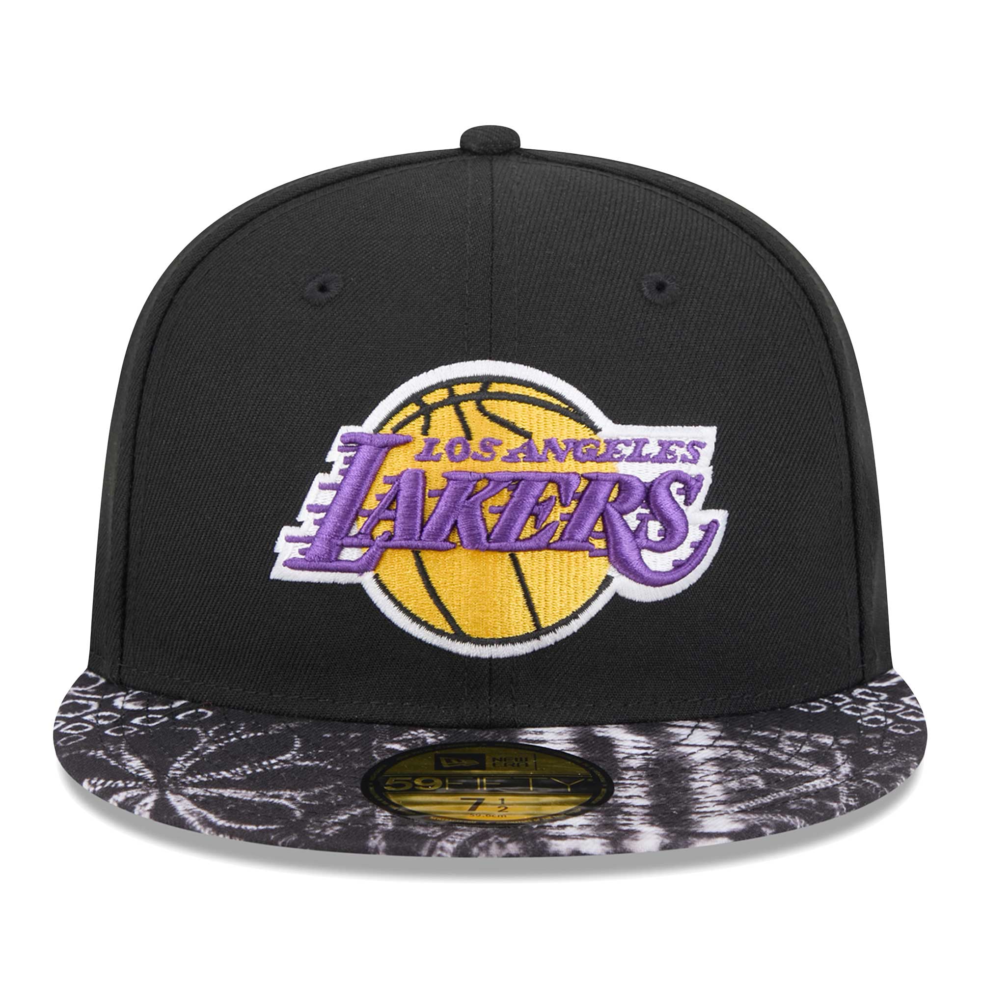 Men's New Era Black Los Angeles Lakers Coral Reef Visor 59FIFTY Fitted Hat - Image 8
