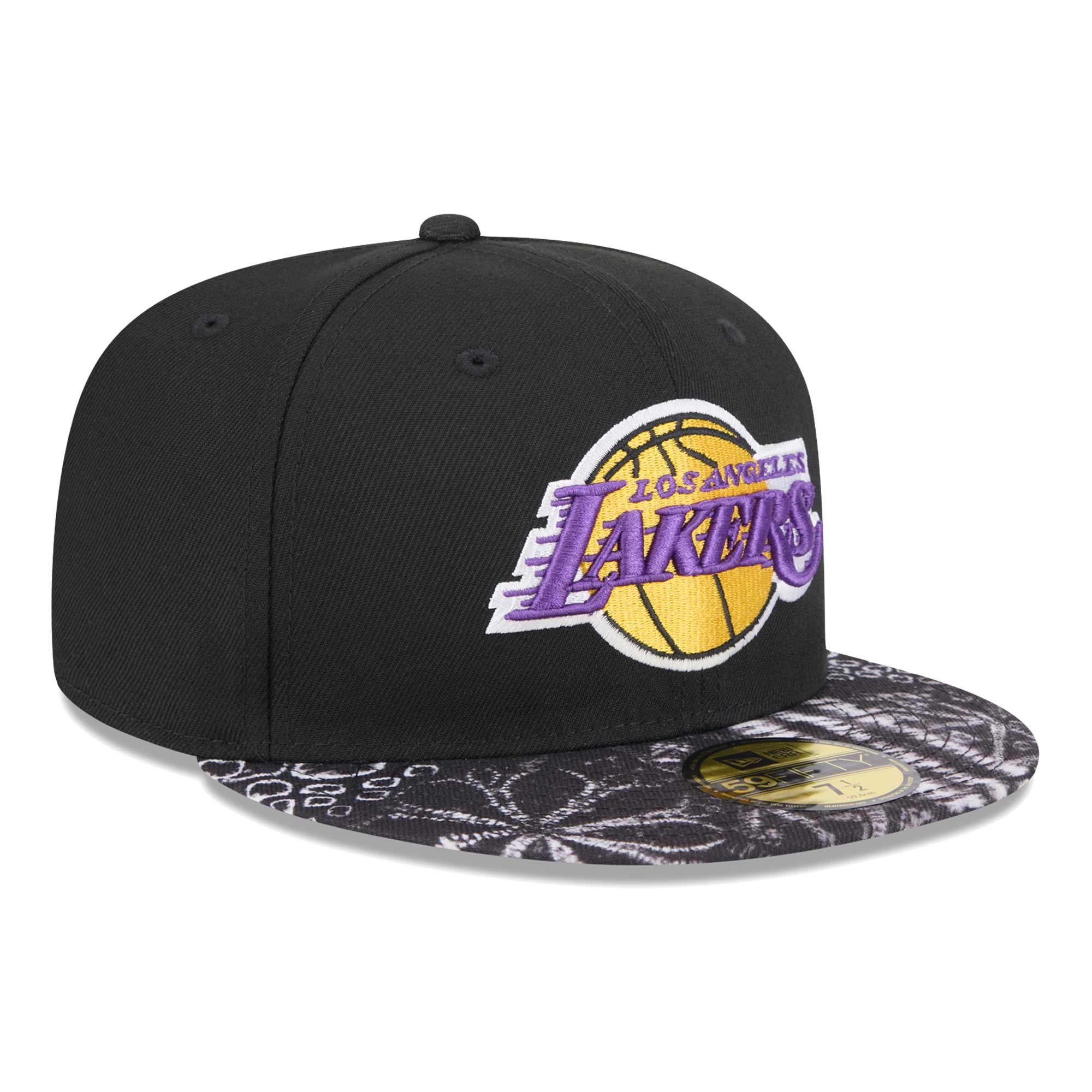 Men's New Era Black Los Angeles Lakers Coral Reef Visor 59FIFTY Fitted Hat - Image 4
