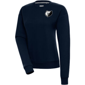 Women's Antigua  Navy Memphis Grizzlies Brushed Metallic Victory Pullover Sweatshirt