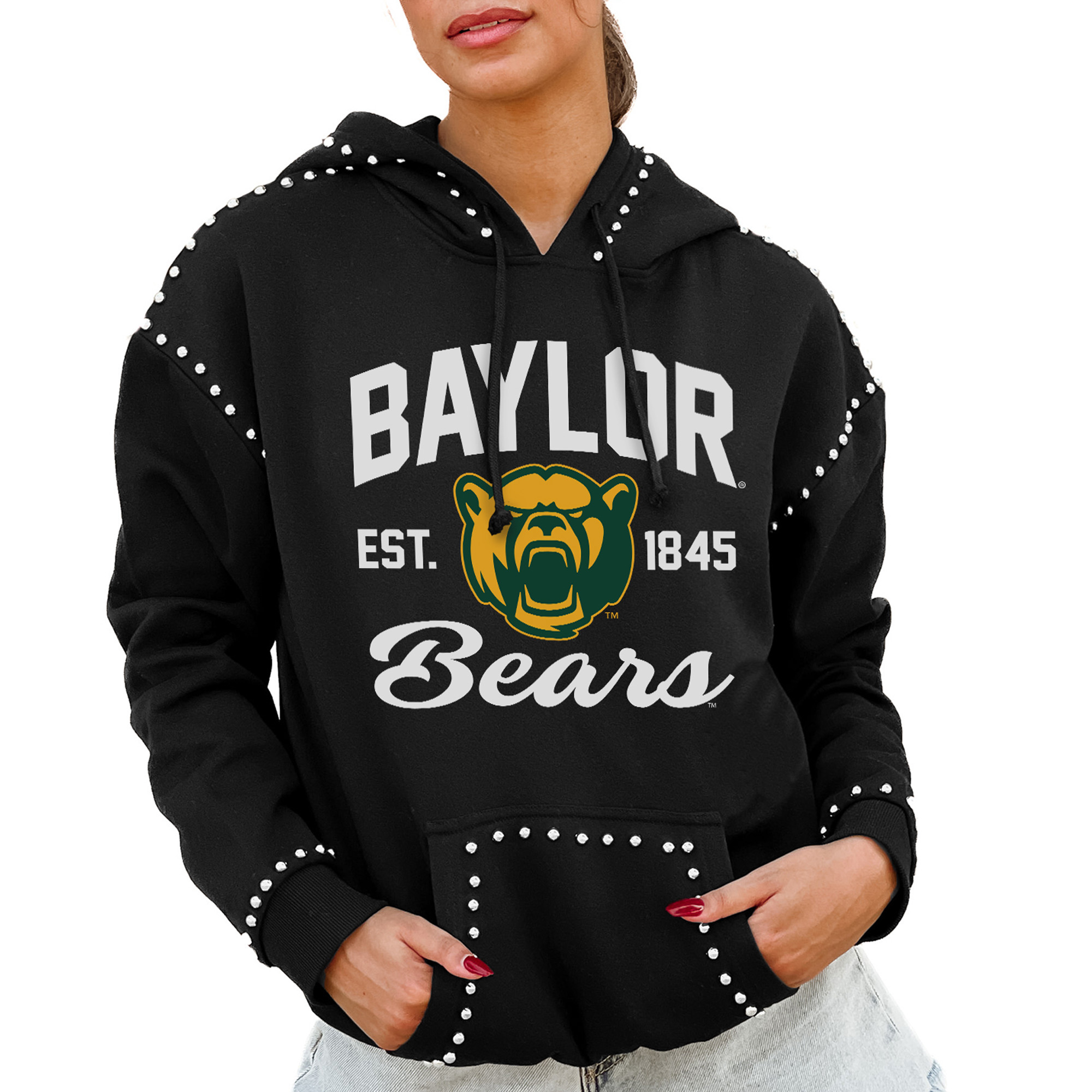 Women's Gameday Couture Black Baylor Bears Studded Pullover Hoodie - Image 2
