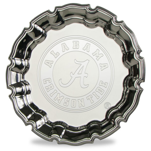 Alabama Crimson Tide 10" Silver Plated Scrolled Edge Chippendale Tray