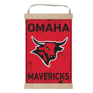 Nebraska Omaha Mavericks Reversible Faux Rust Banner Sign