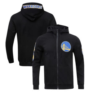 Men's Pro Standard  Black Golden State Warriors Classic Chenille Double Knit Full-Zip Pullover Hoodie