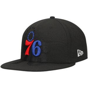 Men's New Era Black Philadelphia 76ers Blackout Shadow Logo 59FIFTY Fitted Hat