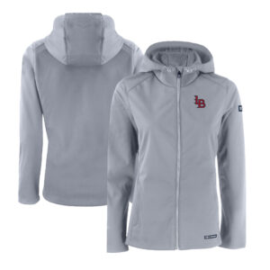 Women's Cutter & Buck  Gray Louisville Bats Evoke Eco Softshell Recycled Full-Zip Jacket