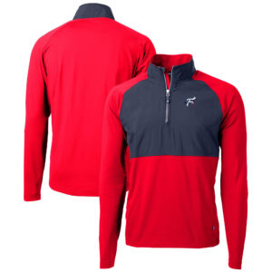 Men's Cutter & Buck  Red Reading Fightin Phils Adapt Eco Knit Hybrid Recycled Quarter-Zip Top