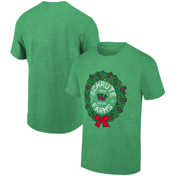 Men's Ripple Junction Heather Kelly Green The Office Schrute Farms Holiday Graphic T-Shirt