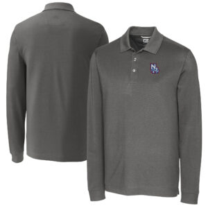 Men's Cutter & Buck  Gray New Hampshire Fisher Cats Advantage Tri-Blend Pique Big & Tall Long Sleeve Polo