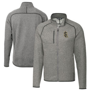 Men's Cutter & Buck Heather Gray Salt Lake Bees Big & Tall Mainsail Sweater-Knit Full-Zip Jacket