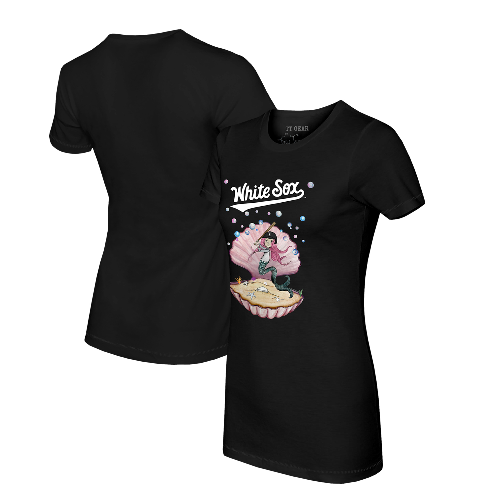 Women's Tiny Turnip Black Chicago White Sox Mermaid T-Shirt