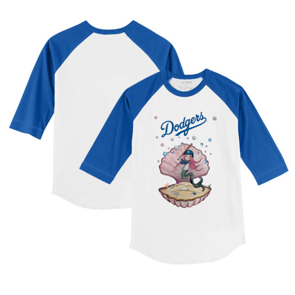 Youth Tiny Turnip White/Royal Los Angeles Dodgers Mermaid 3/4-Sleeve Raglan T-Shirt - Image 5