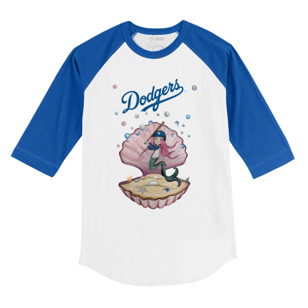 Youth Tiny Turnip White/Royal Los Angeles Dodgers Mermaid 3/4-Sleeve Raglan T-Shirt - Image 7