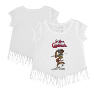 Girls Youth Tiny Turnip White St. Louis Cardinals 2024 Year of the Dragon Fringe T-Shirt