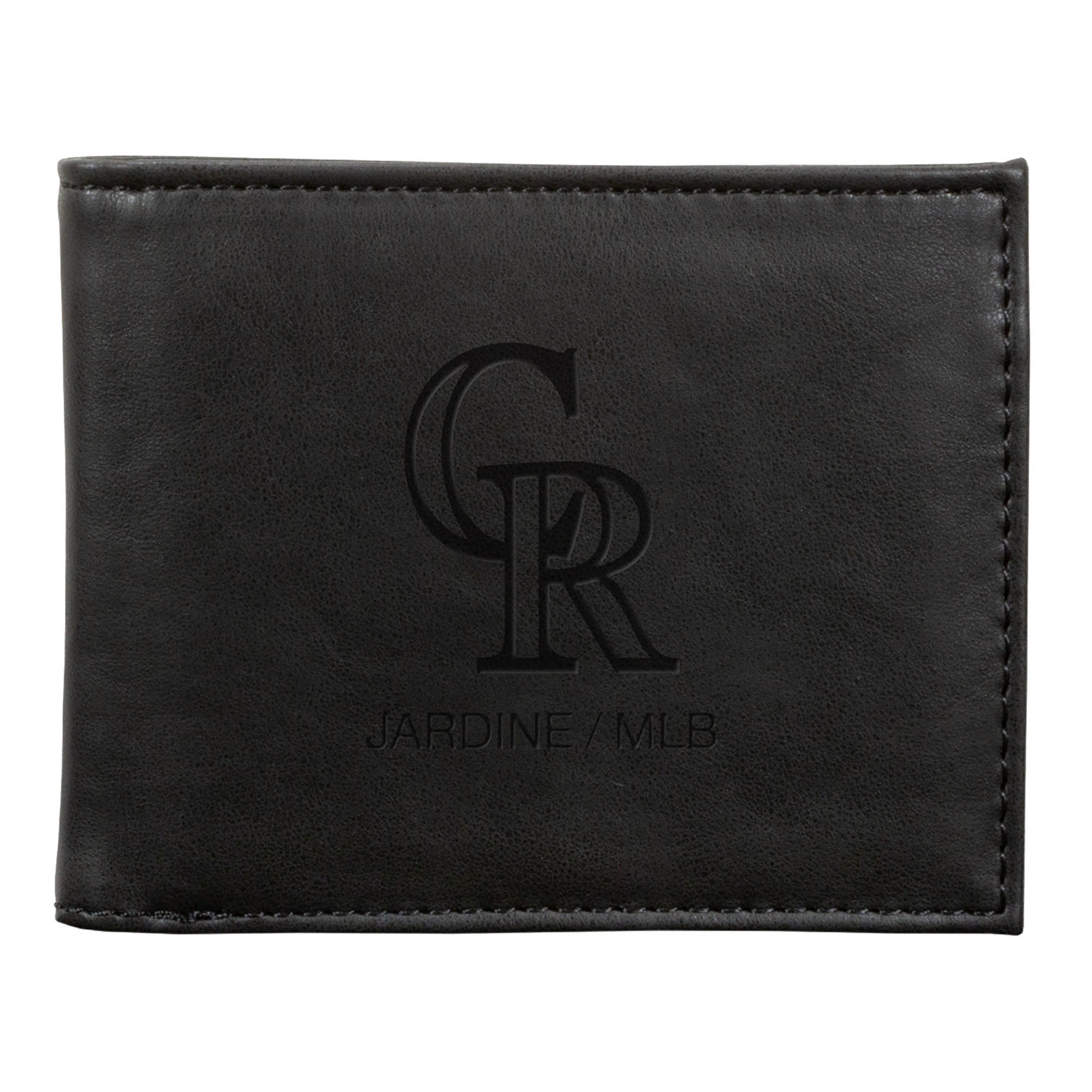 Black Colorado Rockies Laser-Engraved Billfold Wallet