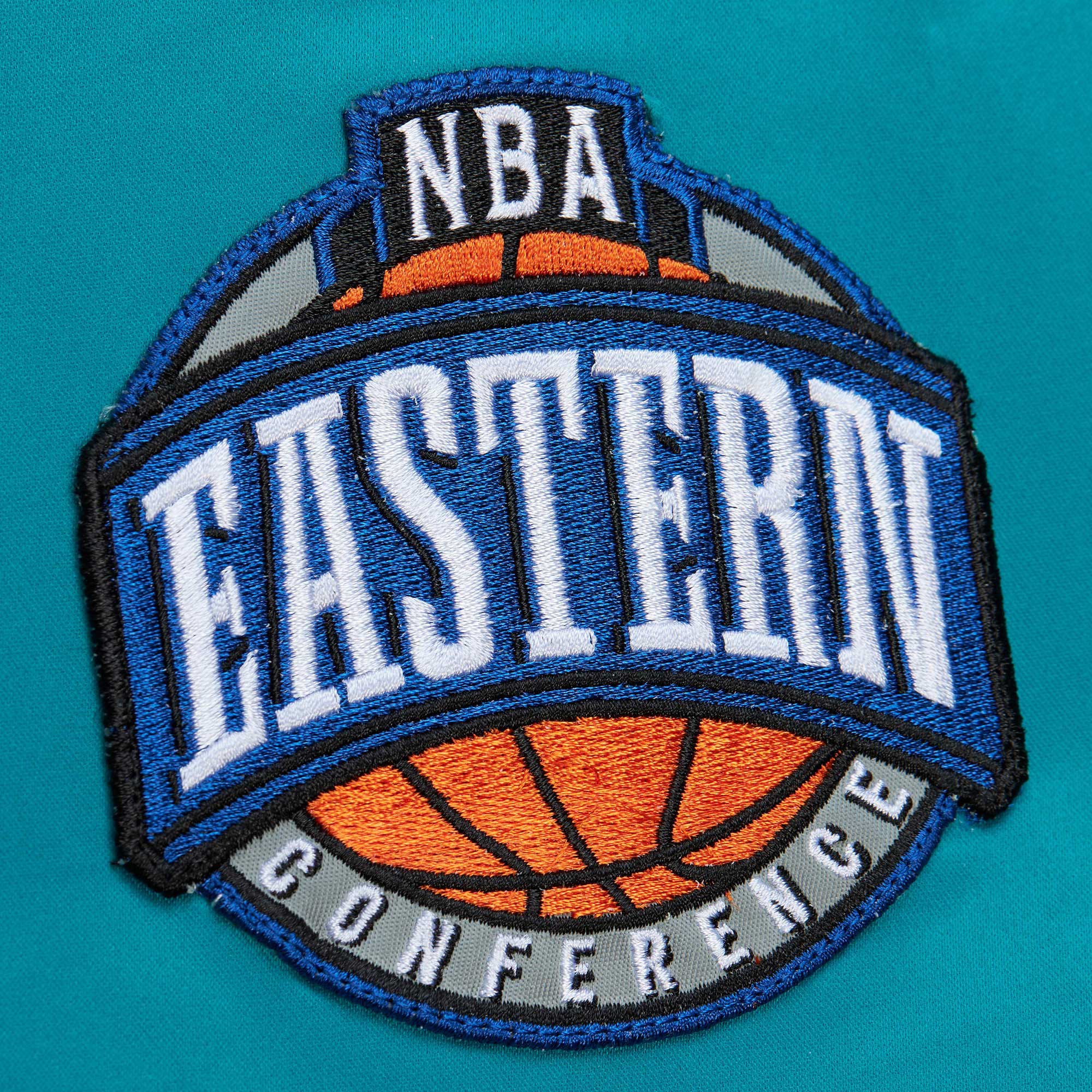 Men's Mitchell & Ness Teal Charlotte Hornets Hardwood Classics Vintage Logo Full-Zip Bomber Jacket - Image 8