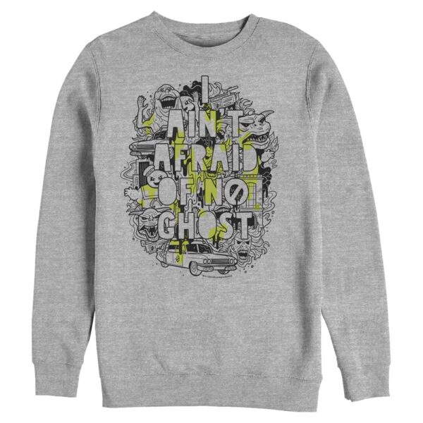 Men's Mad Engine Heather Gray Ghostbusters Ain't Afraid Doodle Graphic Fleece Sweatshirt