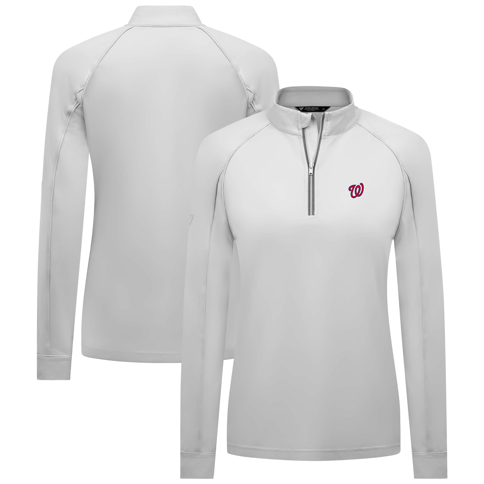 Women's Levelwear White Washington Nationals Kinetic Insignia Quarter-Zip Pullover