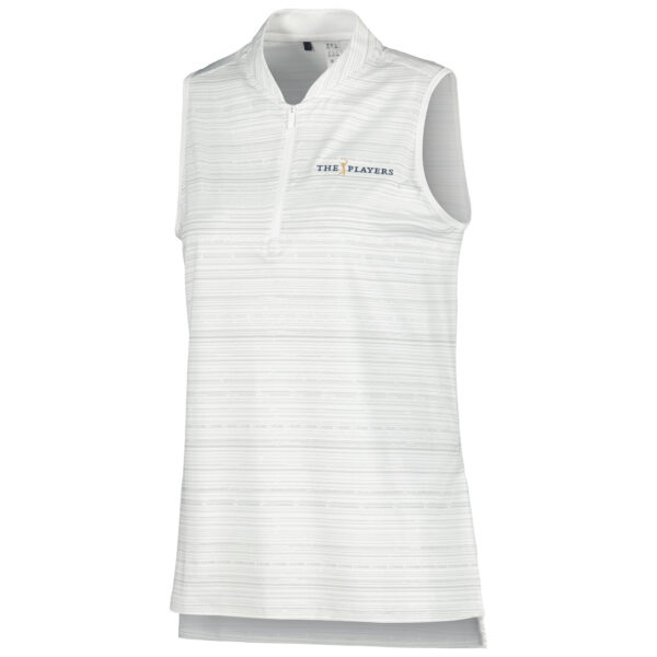 Women's adidas White THE PLAYERS Ultimate365 Stripe Sleeveless Quarter-Zip Polo - Image 7