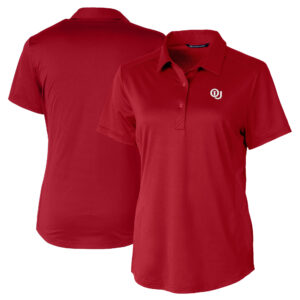 Women's Cutter & Buck Crimson Oklahoma Sooners Vault DryTec Prospect Textured Stretch Polo