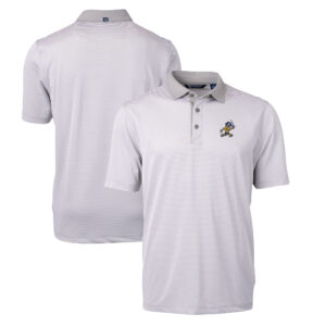 Men's Cutter & Buck Gray ETSU Buccaneers Big & Tall Virtue Eco Pique Micro Stripe Recycled DryTec Polo
