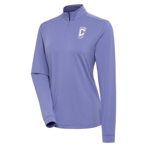 Women's Antigua Heather Purple Columbus Crew Finish Quarter-Zip Jacket