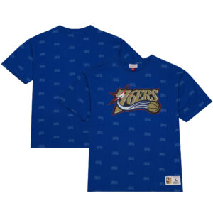 Men's Mitchell & Ness  Royal Philadelphia 76ers All Over Print Top
