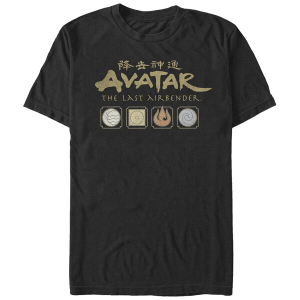 Men's Mad Engine Black Avatar: The Last Airbender Logo And Elements Graphic T-Shirt