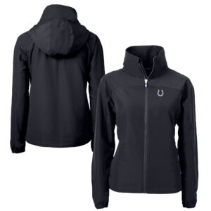 Women's Cutter & Buck Black Indianapolis Colts Charter Eco Recycled Full-Zip Hoodie Jacket
