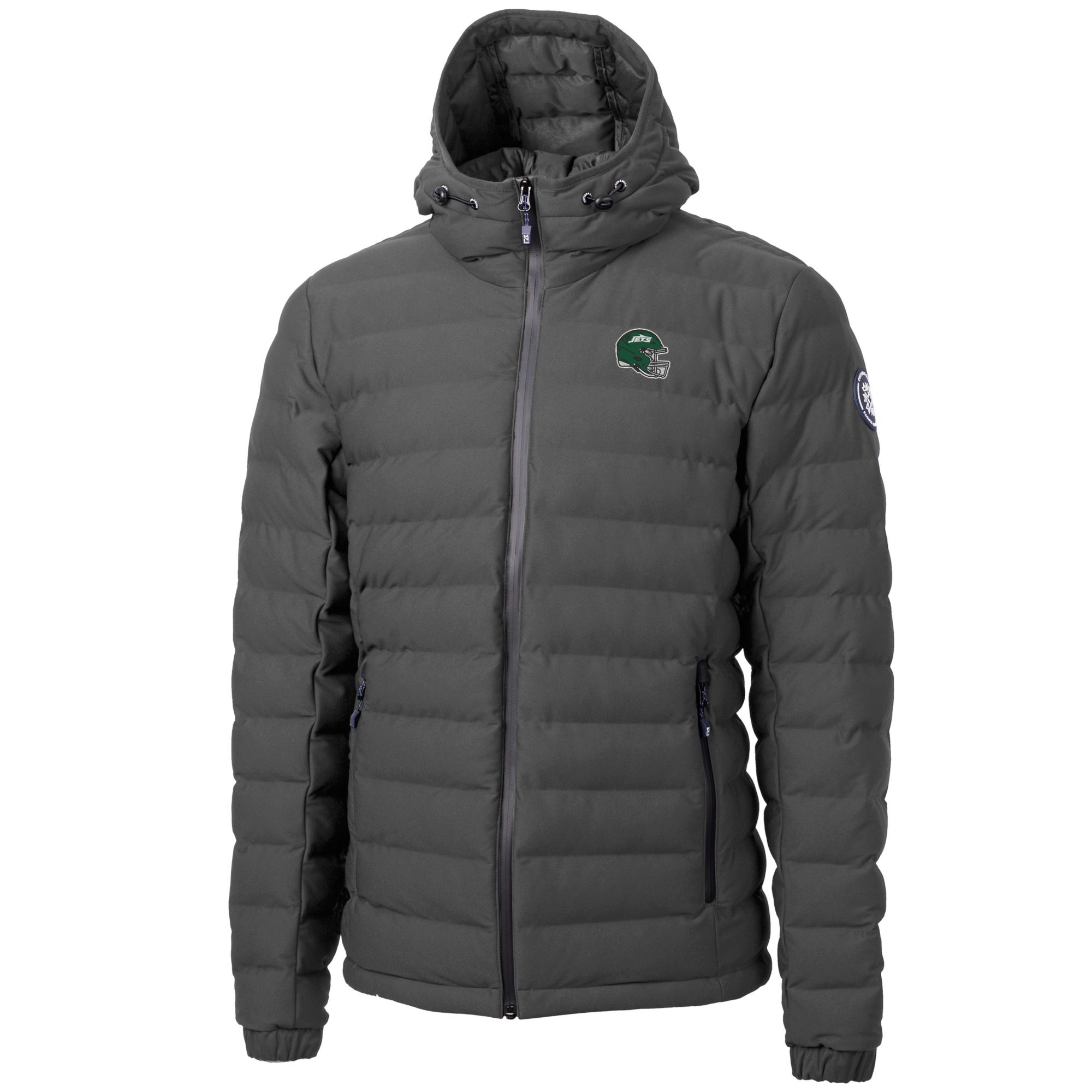 Men's Cutter & Buck Gray New York Jets Helmet Mission Ridge Repreve Eco Insulated Puffer Full-Zip Hoodie Jacket - Image 3