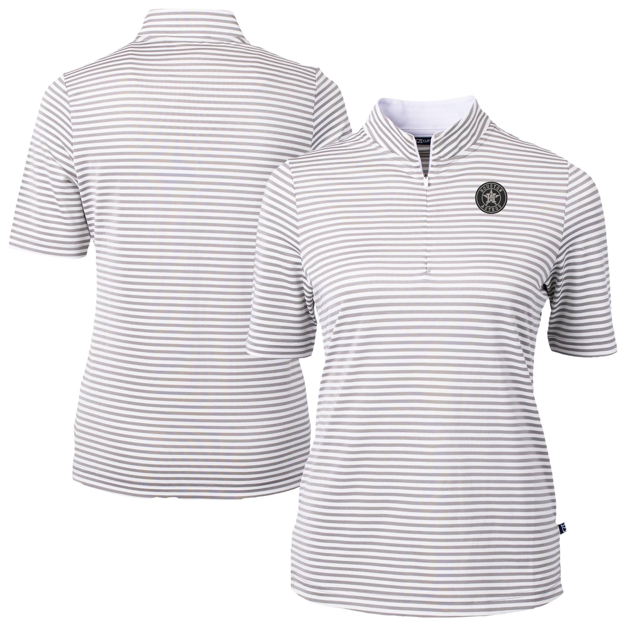 Women's Cutter & Buck Gray Houston Astros Virtue Eco Pique Stripe Recycled Polo - Image 2